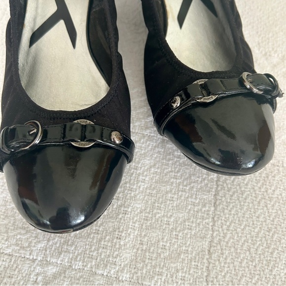 Anne Klein Slingback Wedge Shoes Black Glossy Toe Cap Comfort Davy size 8 - Picture 5 of 14